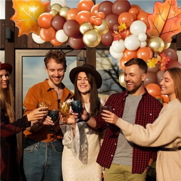 163Pcs Fall Thanksgiving Decorations Balloon Arch Kit, Fall Party Decorations - Picture 6 of 7